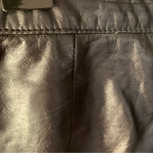 Black Vintage Leather Ranch Skirt with Snap Hidden Zip 31” waist - Picture 6 of 10